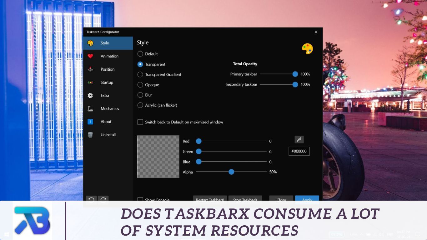Does TaskbarX consume a lot of system resources